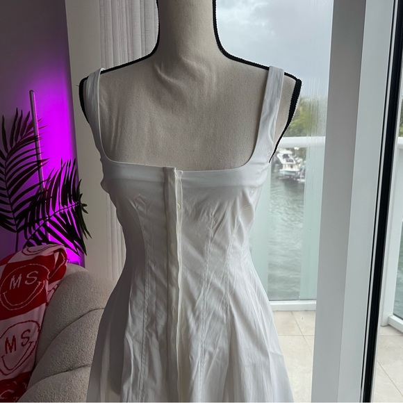 Theory Women’s White Scoop Neck Button Up Dress | US 0 - Picture 2 of 14